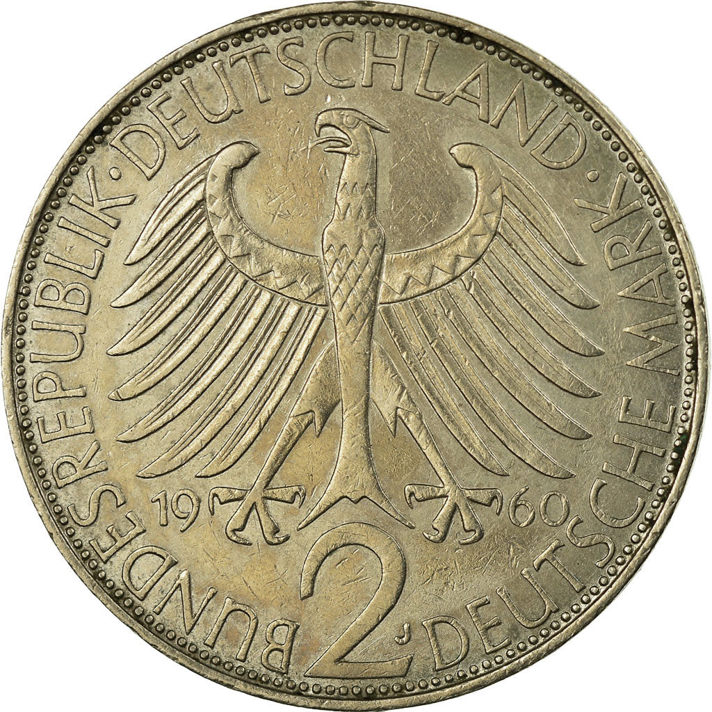 Coin, GERMANY - FEDERAL REPUBLIC, 2 Mark, 1960, Hambourg, EF(40-45)