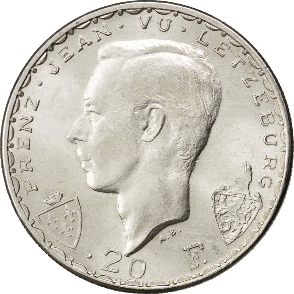LUXEMBOURG, 20 Francs, KM #47, AU(55-58), Silver, 27, 8.59