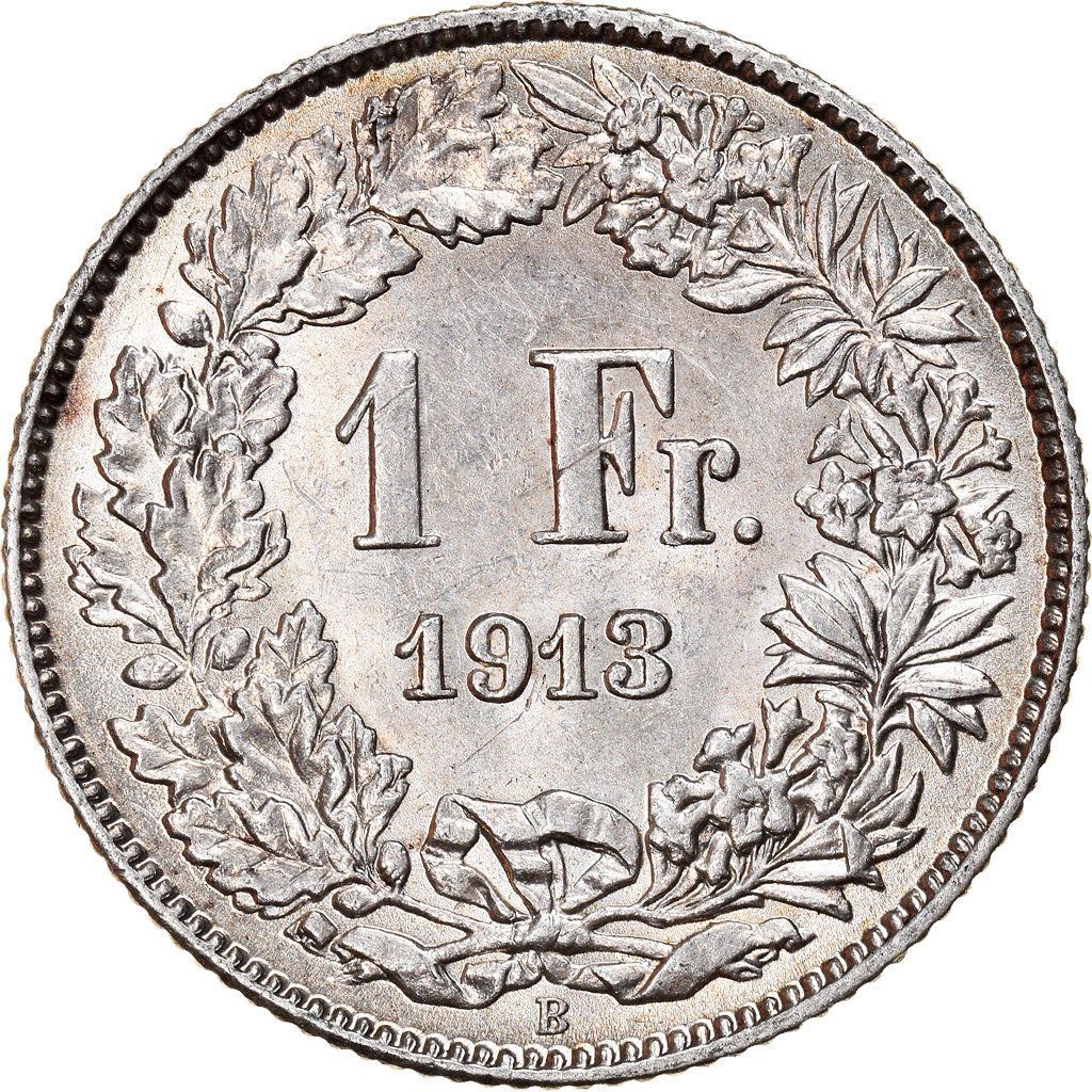 Coin, Switzerland, Franc, 1913, Bern, MS(60-62), Silver, KM:24