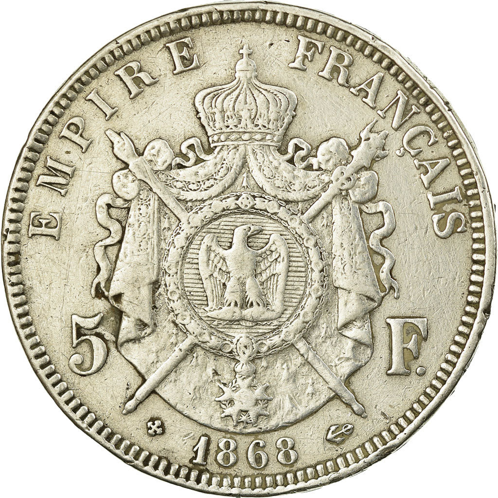 Monnaie, France, Napoléon III, 5 Francs, 1868, Strasbourg, TTB, Argent