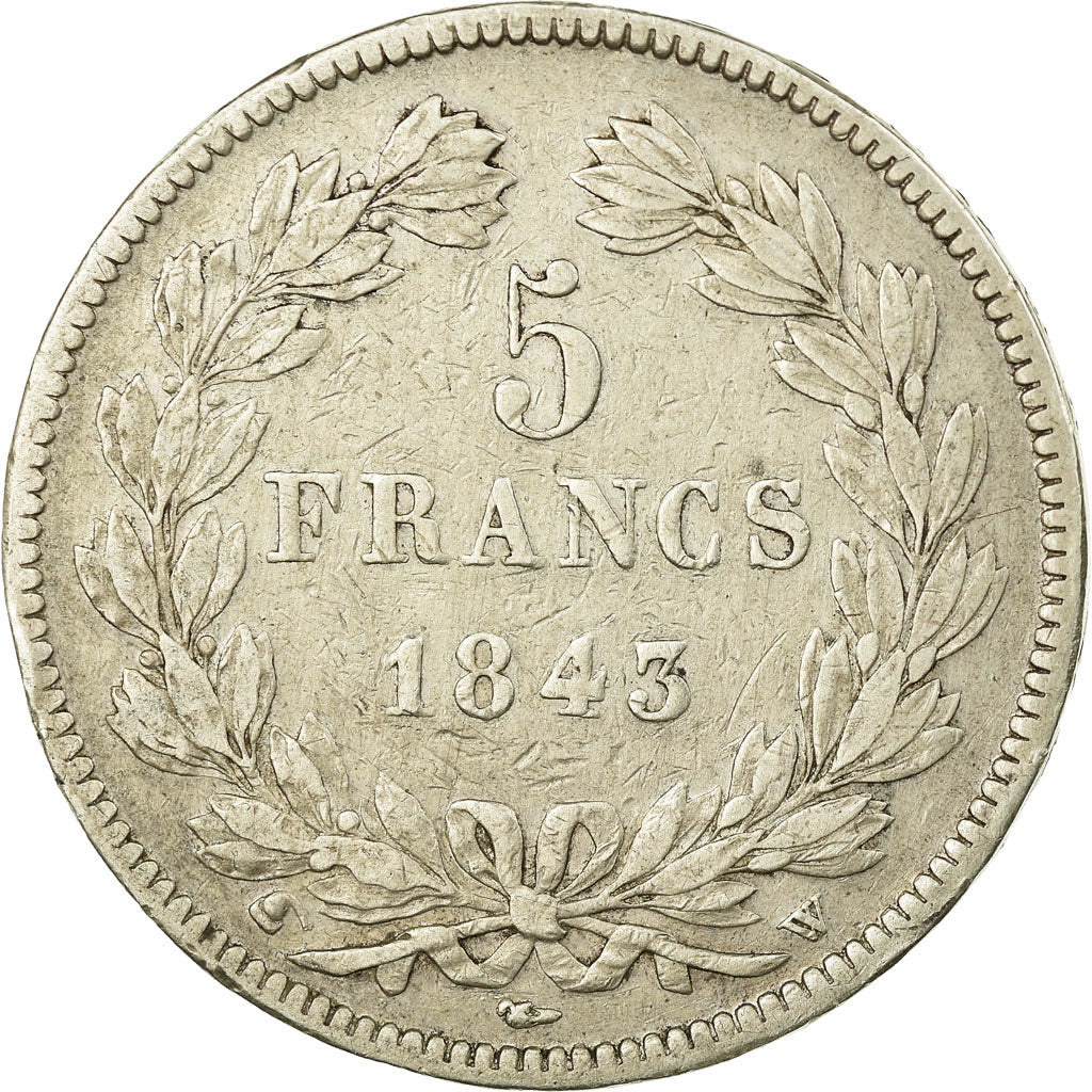 Coin, France, Louis-Philippe, 5 Francs, 1843, Lille, VF(30-35), Silver