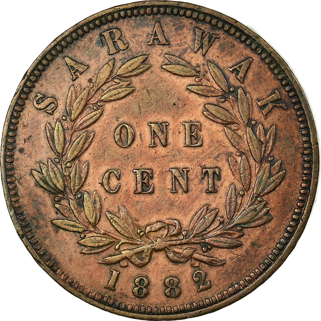 Coin, Sarawak, Charles J. Brooke, Cent, 1882, Heaton, EF(40-45), Copper, KM:6