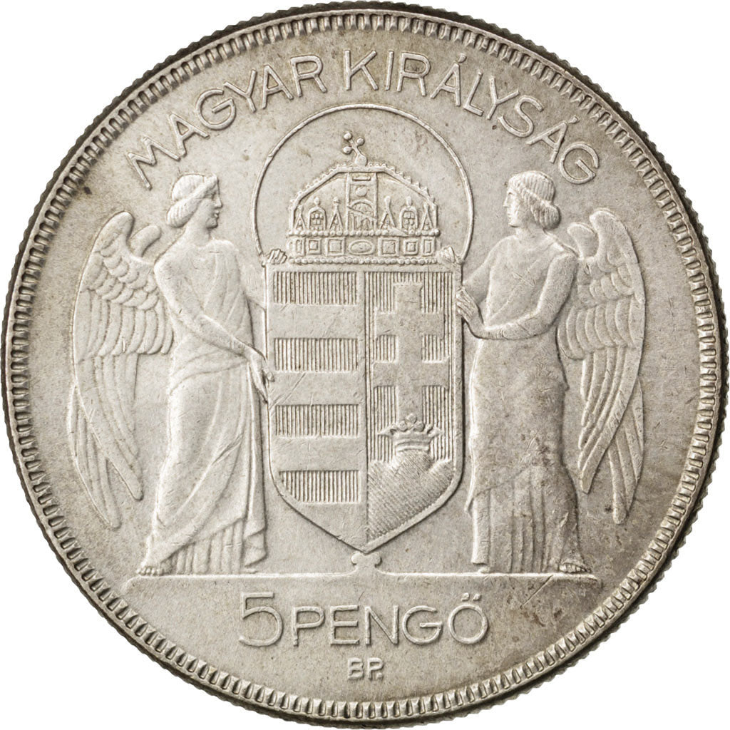 HUNGARY, 5 Pengo, 1930, Budapest, KM #512.1, AU(55-58), Silver, 36, 24.95