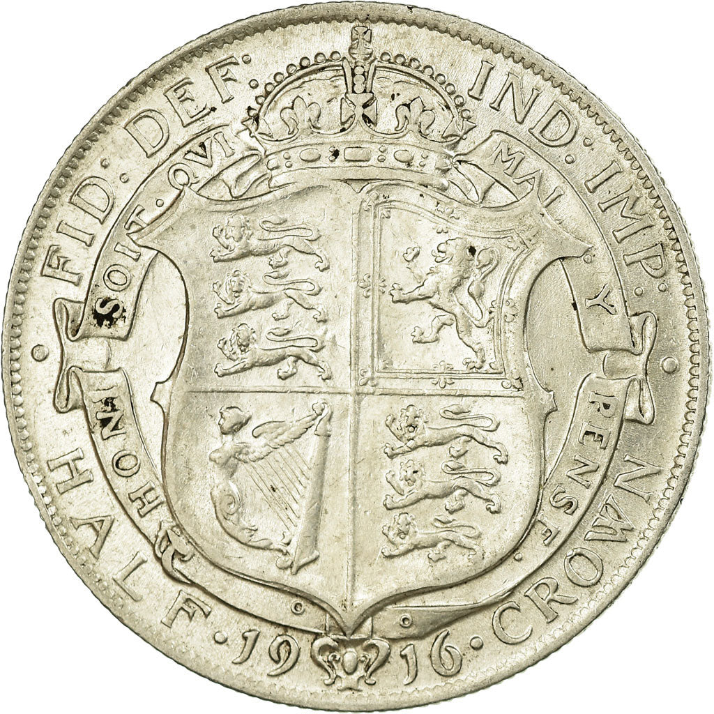 Coin, Great Britain, George V, 1/2 Crown, 1916, EF(40-45), Silver, KM:818.1