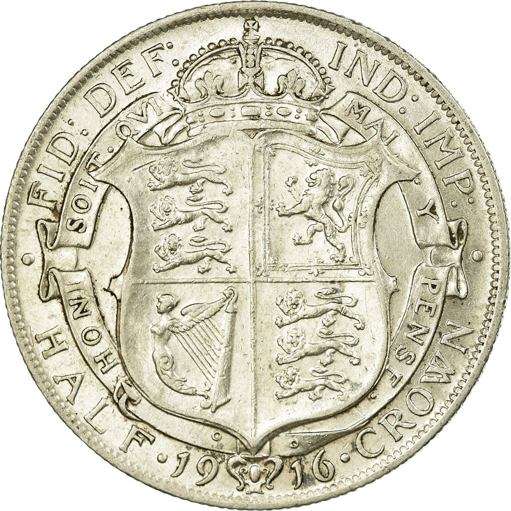Coin, Great Britain, George V, 1/2 Crown, 1916, EF(40-45), Silver, KM:818.1