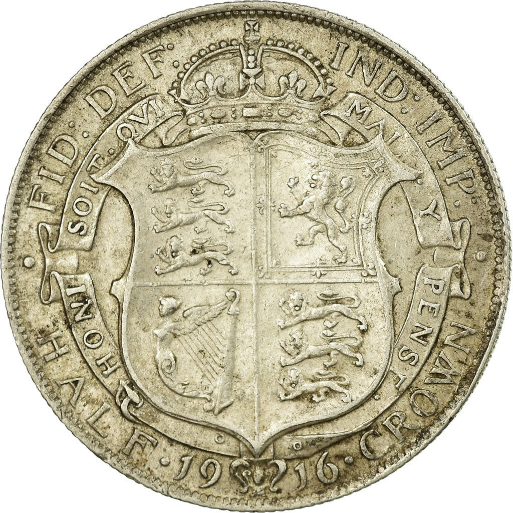 Coin, Great Britain, George V, 1/2 Crown, 1916, VF(30-35), Silver, KM:818.1