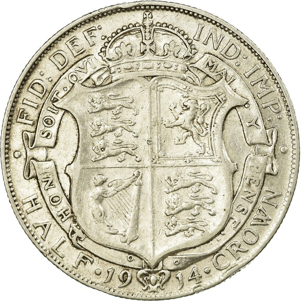 Coin, Great Britain, George V, 1/2 Crown, 1914, EF(40-45), Silver, KM:818.1