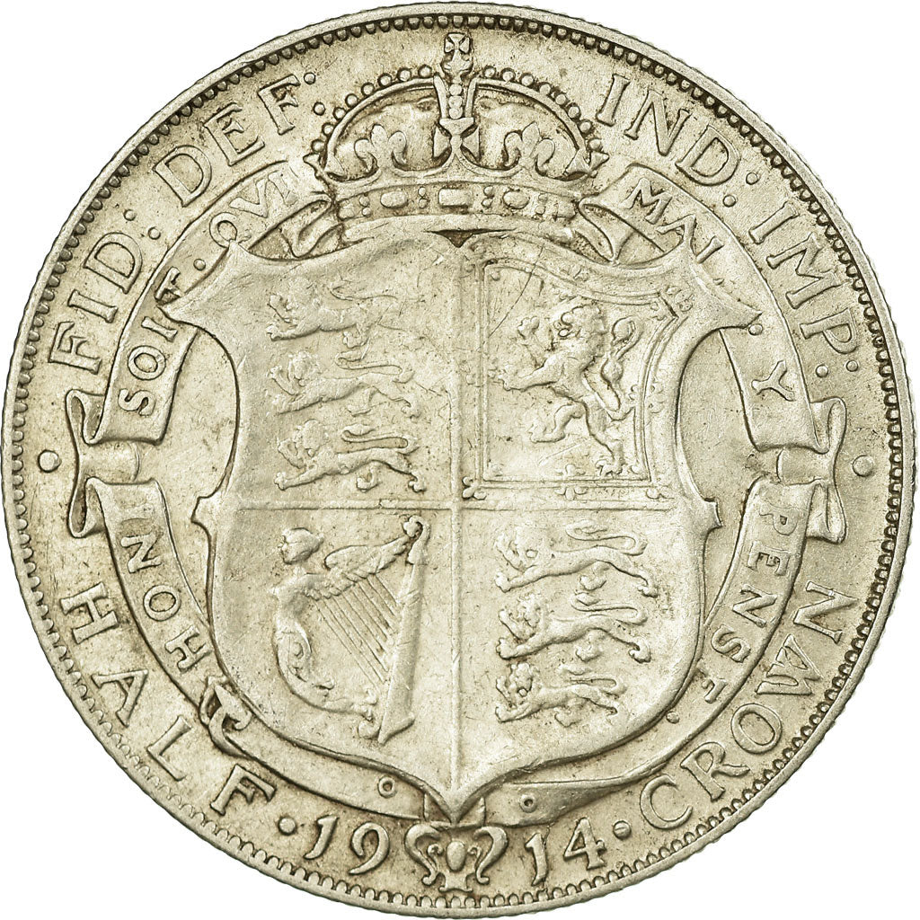 Coin, Great Britain, George V, 1/2 Crown, 1914, EF(40-45), Silver, KM:818.1