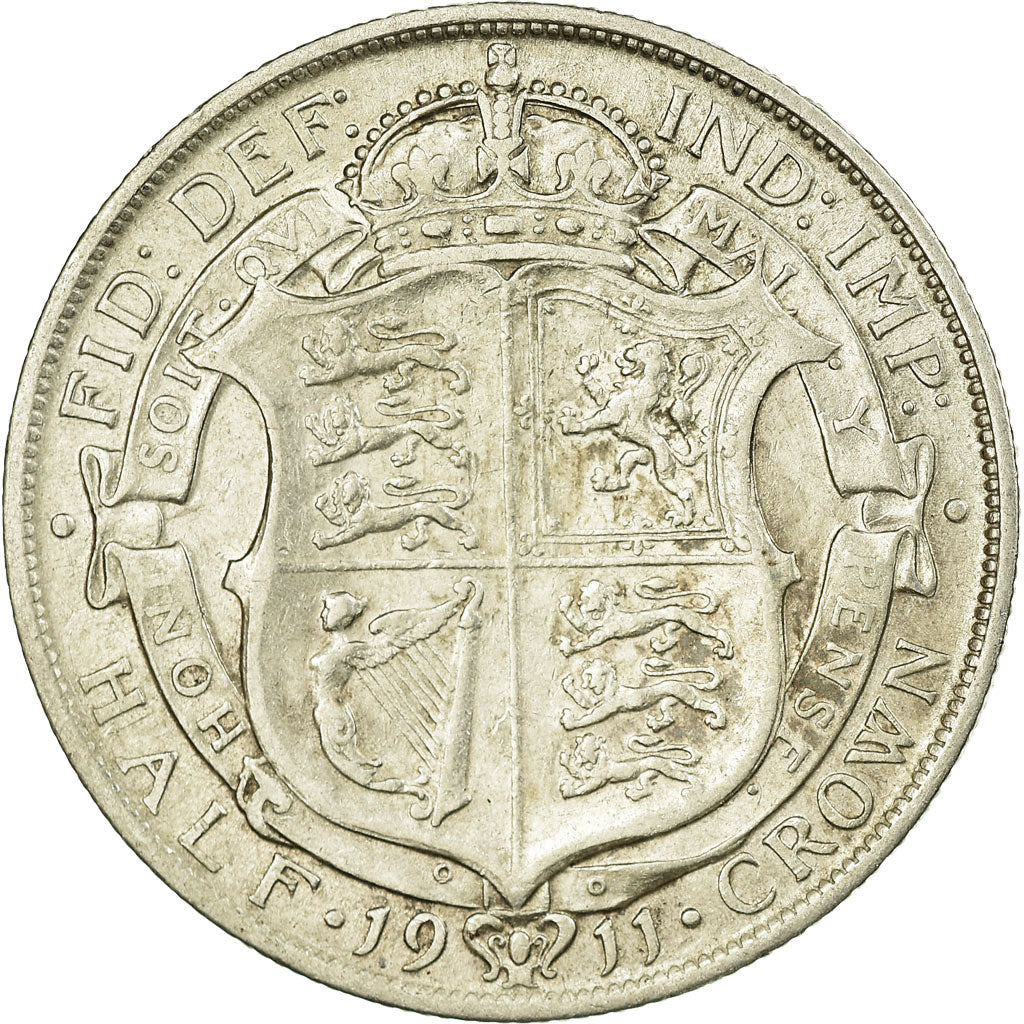 Coin, Great Britain, George V, 1/2 Crown, 1911, EF(40-45), Silver, KM:818.1
