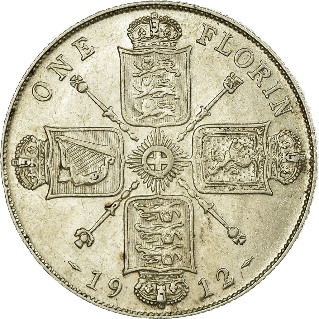Münze, Großbritannien, George V, Florin, Two Shillings, 1912, SS+, Silber