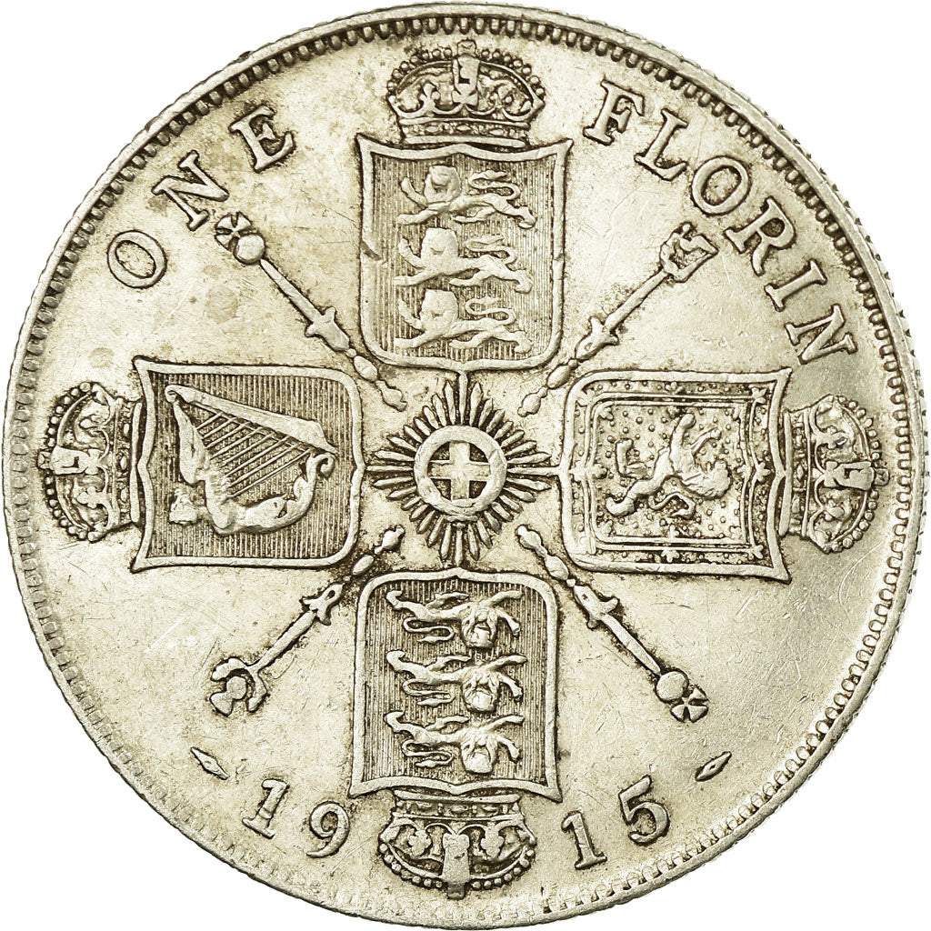 Coin, Great Britain, George V, Florin, Two Shillings, 1915, EF(40-45), Silver
