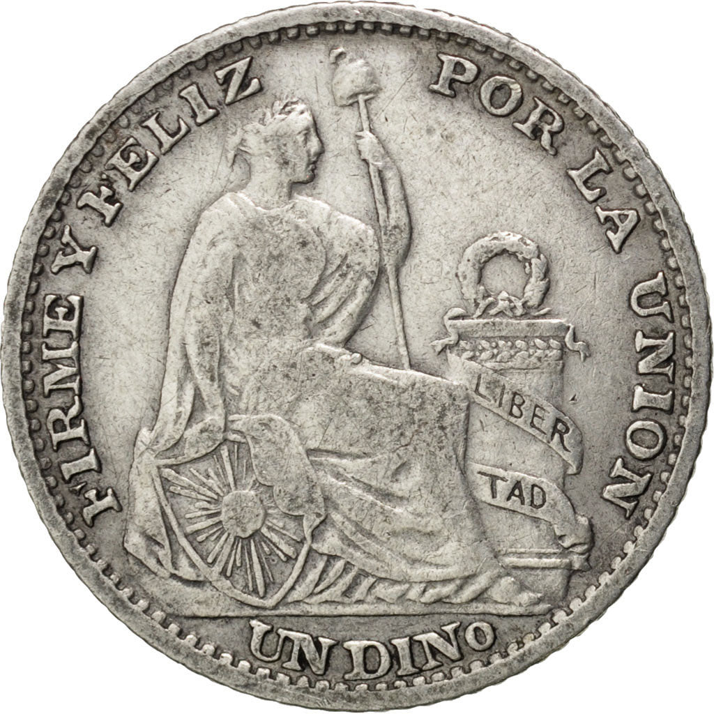 PERU, Dinero, 1893, Lima, KM #204.2, EF(40-45), Silver, 18, 2.43