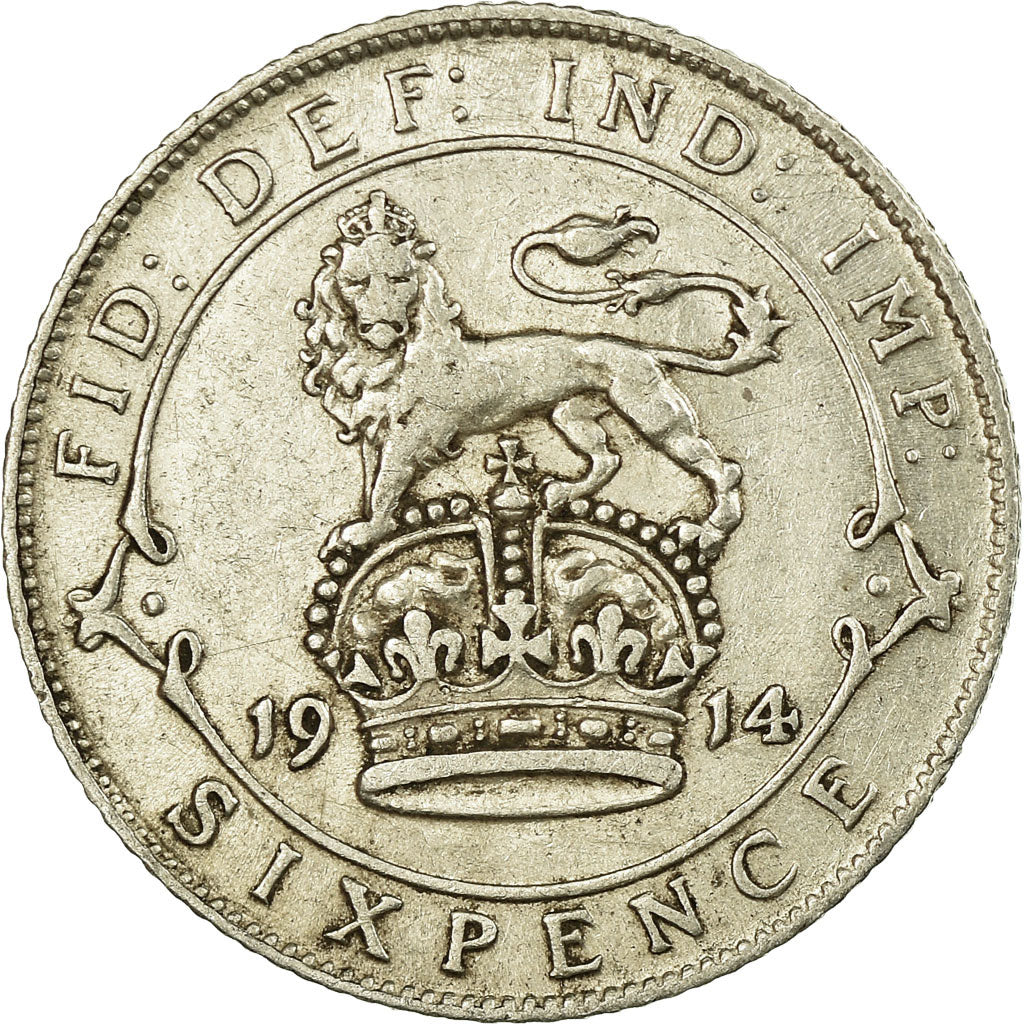 Coin, Great Britain, George V, 6 Pence, 1914, EF(40-45), Silver, KM:815