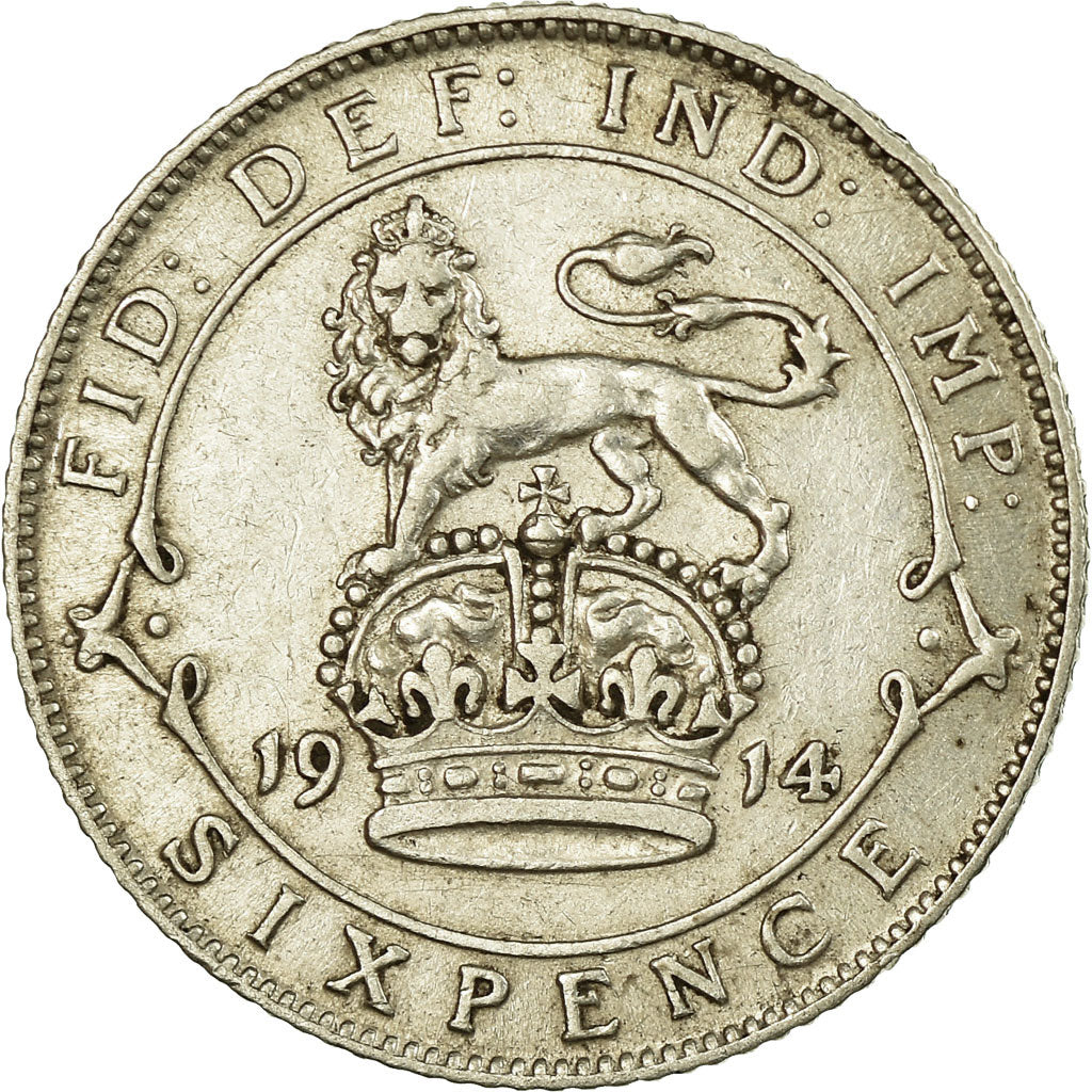 Coin, Great Britain, George V, 6 Pence, 1914, EF(40-45), Silver, KM:815