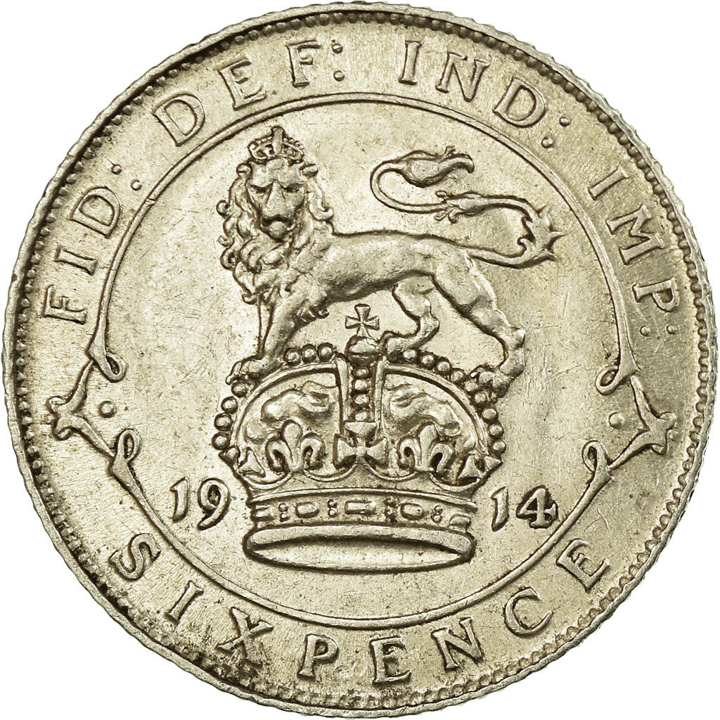 Coin, Great Britain, George V, 6 Pence, 1914, EF(40-45), Silver, KM:815