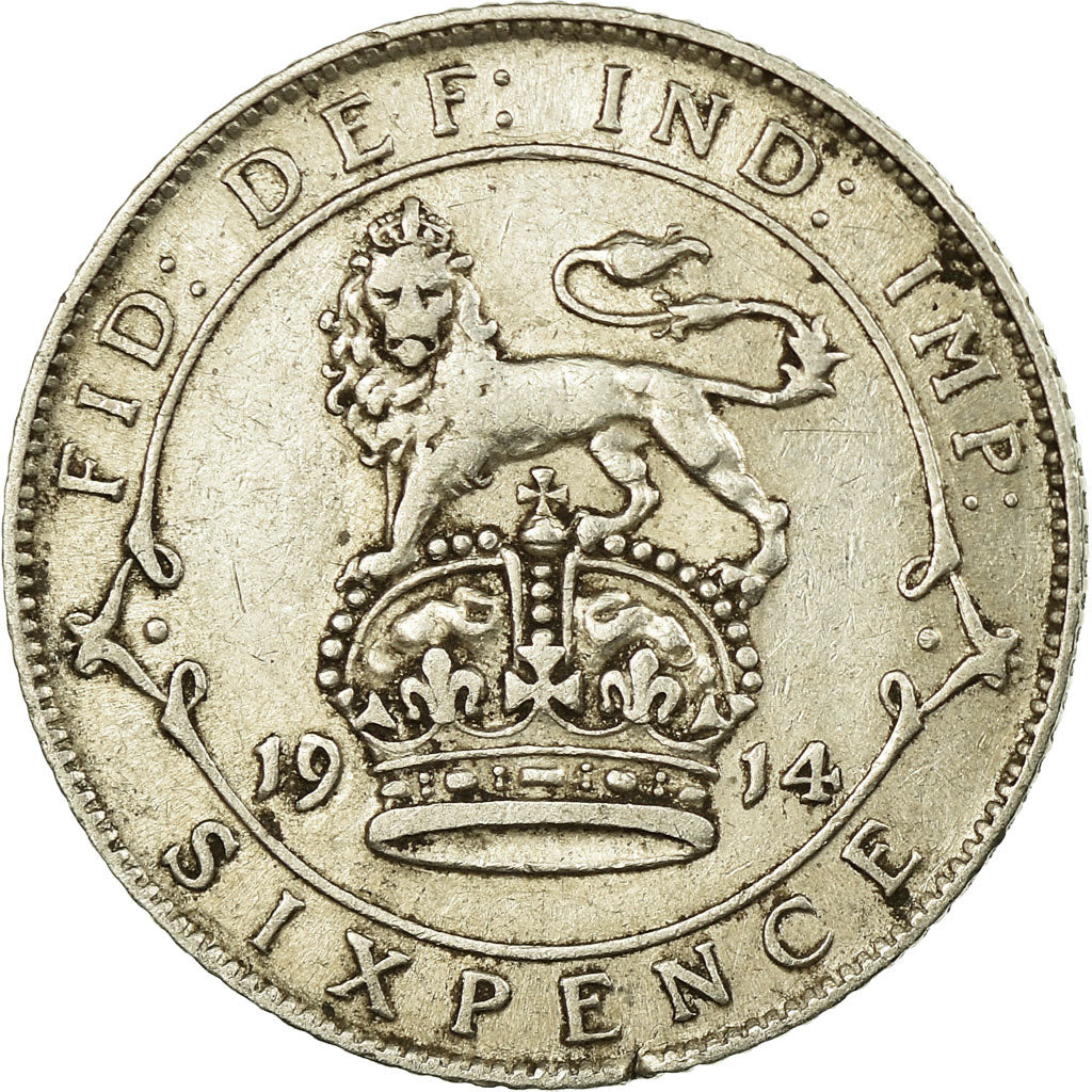 Coin, Great Britain, George V, 6 Pence, 1914, EF(40-45), Silver, KM:815