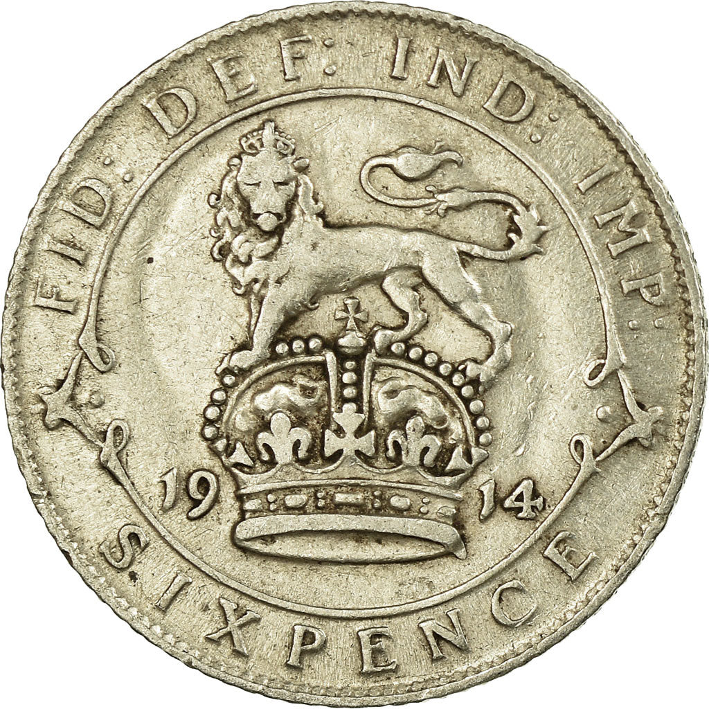 Coin, Great Britain, George V, 6 Pence, 1914, VF(30-35), Silver, KM:815
