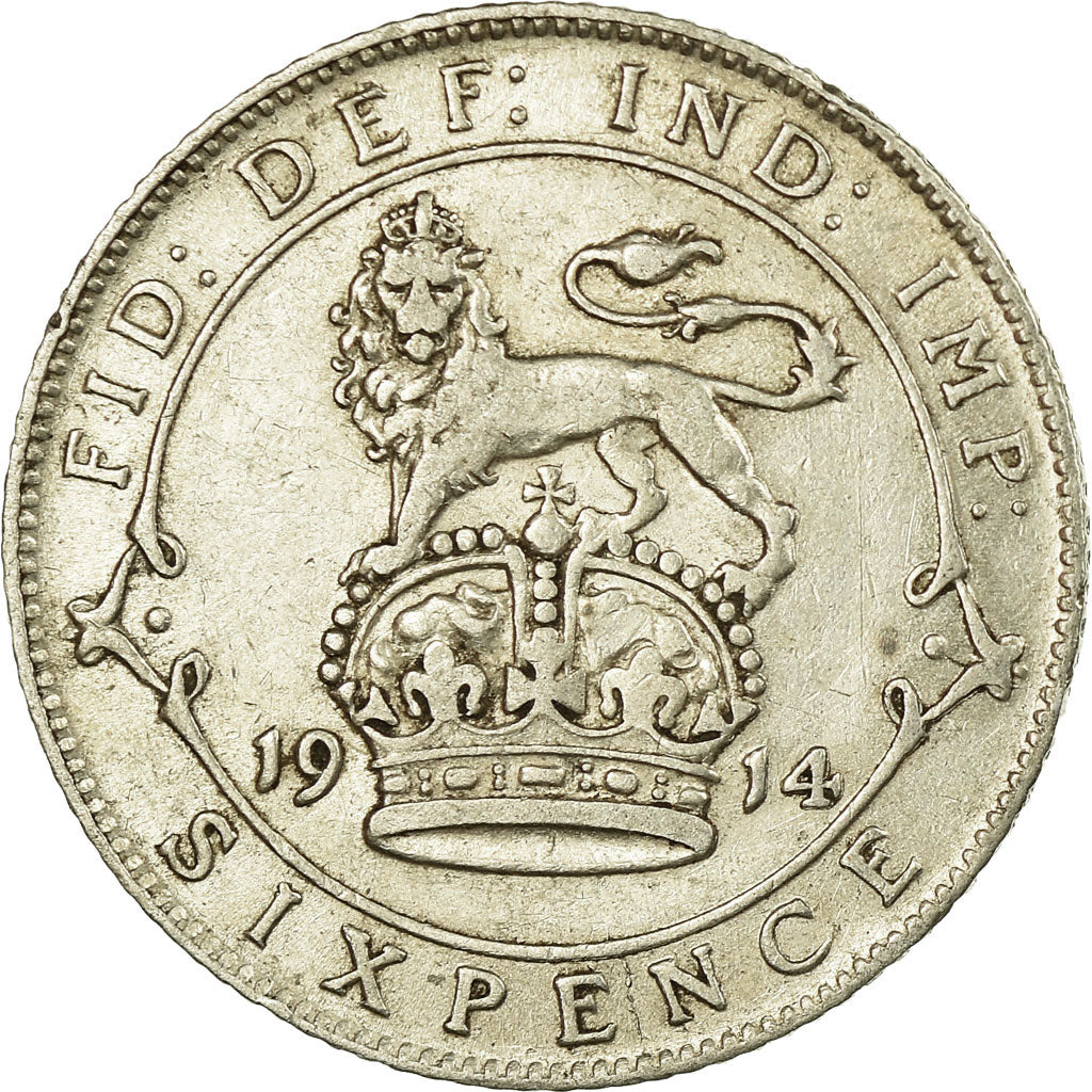 Coin, Great Britain, George V, 6 Pence, 1914, VF(30-35), Silver, KM:815