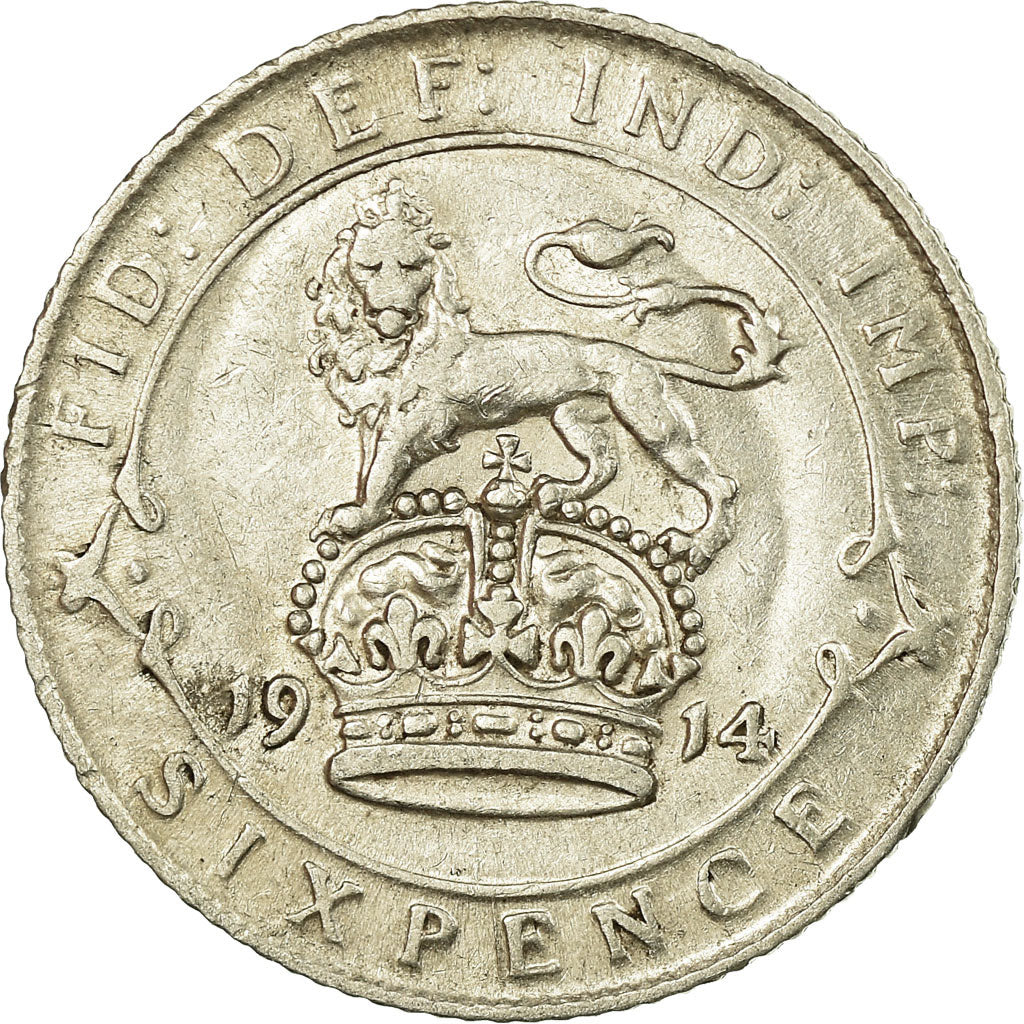 Coin, Great Britain, George V, 6 Pence, 1914, VF(30-35), Silver, KM:815