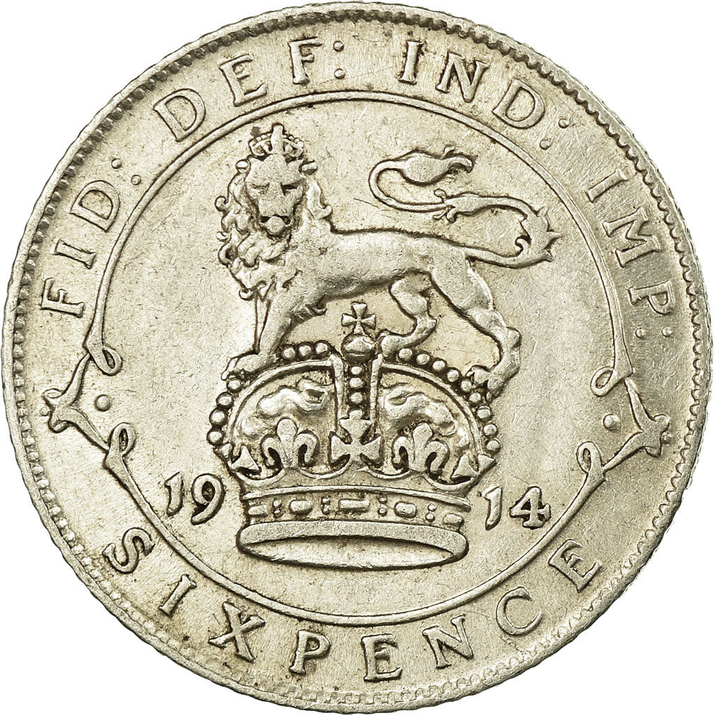 Coin, Great Britain, George V, 6 Pence, 1914, VF(30-35), Silver, KM:815