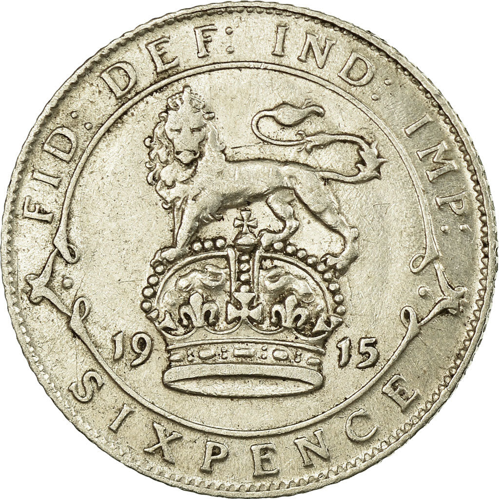 Coin, Great Britain, George V, 6 Pence, 1915, VF(30-35), Silver, KM:815