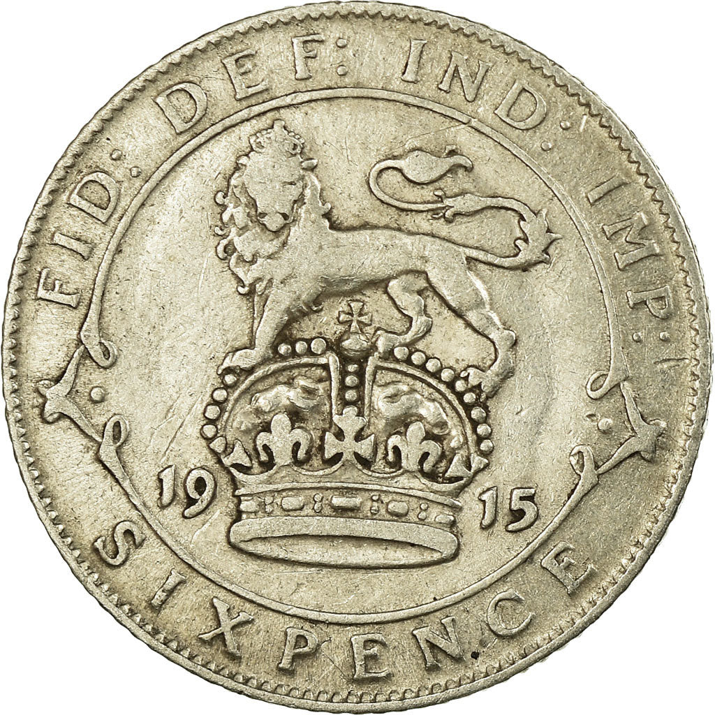 Coin, Great Britain, George V, 6 Pence, 1915, VF(30-35), Silver, KM:815