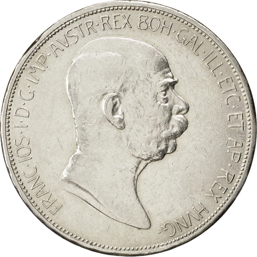 AUSTRIA, 5 Corona, 1908, KM #2809, AU(50-53), Silver, 35, 24.06