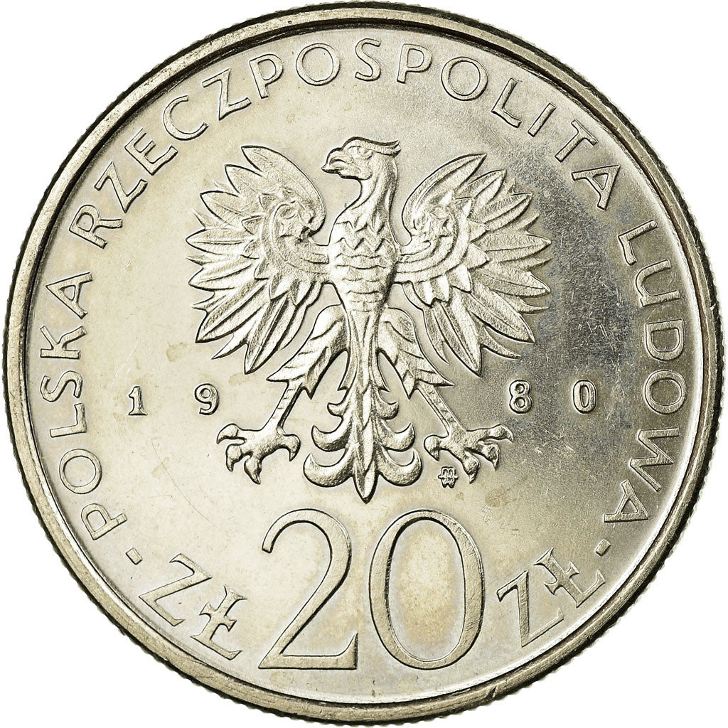 Moeda, Polónia, 1980 Olympics, 20 Zlotych, 1980, Warsaw, AU(55-58)