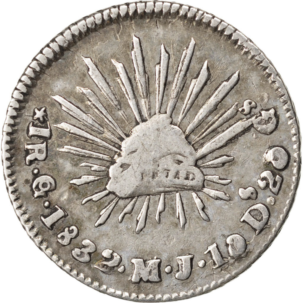 MEXICO, Real, 1832, Guanajuato, KM #372.6, VF(30-35), Silver, 3.36