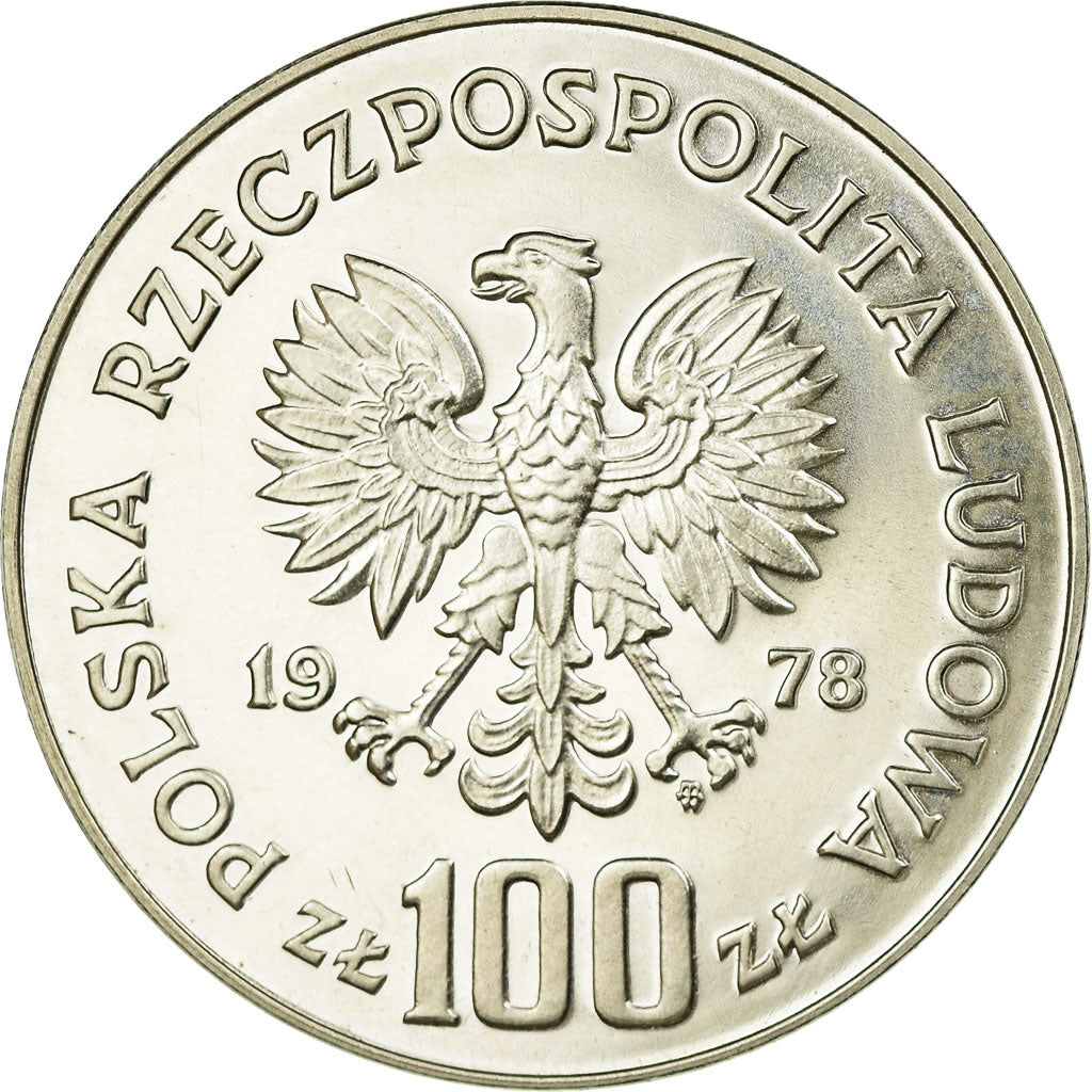 Coin, Poland, Adam Mickiewicz, 100 Zlotych, 1978, Warsaw, BE, MS(63), Silver