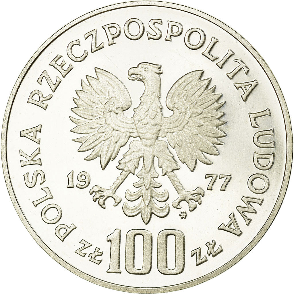 Coin, Poland, 100 Zlotych, 1977, Warsaw, BE, MS(63), Silver, KM:87