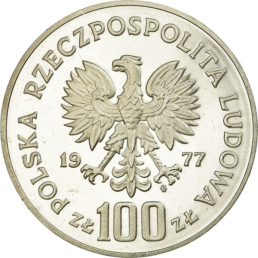 Coin, Poland, 100 Zlotych, 1977, Warsaw, BE, AU(55-58), Silver, KM:89