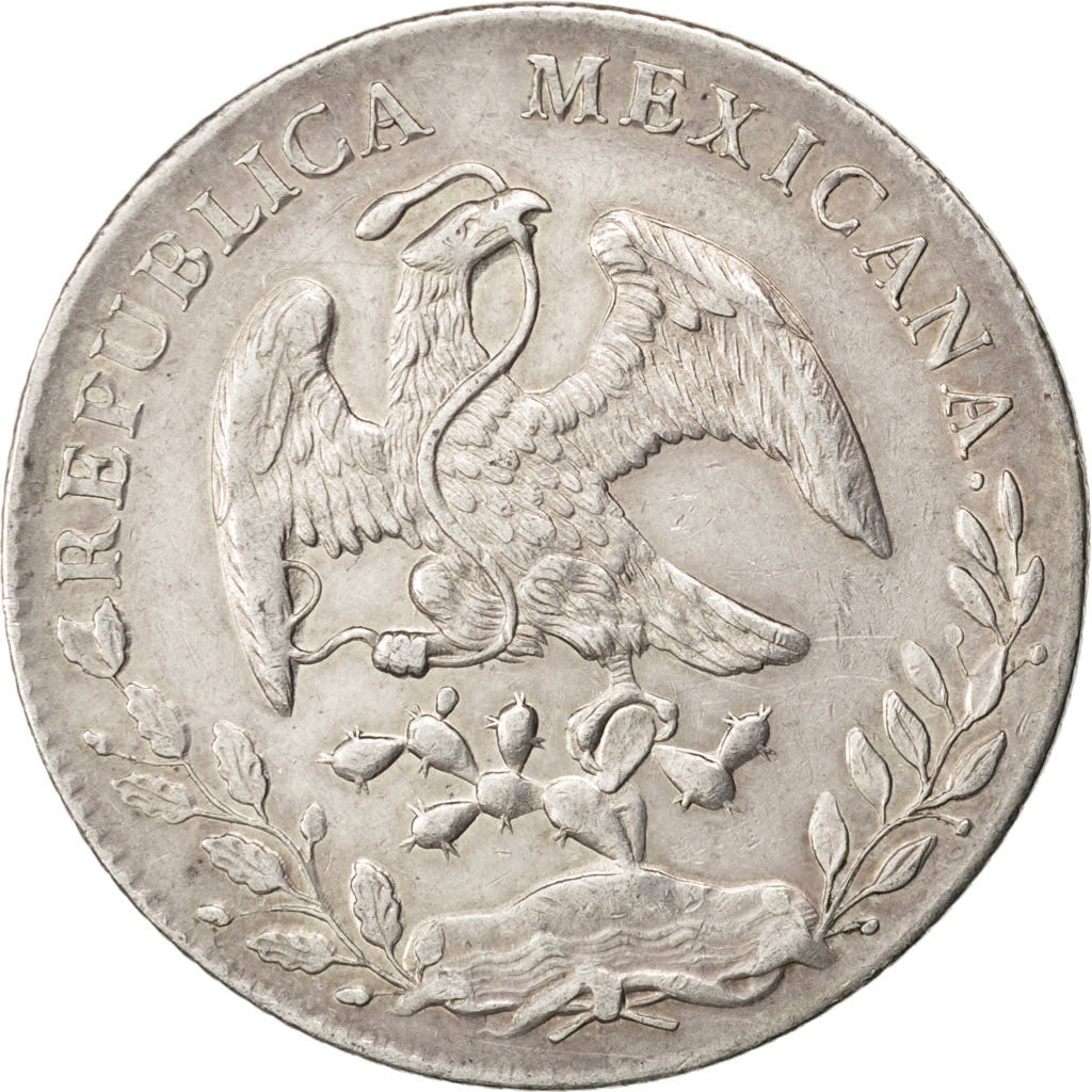 MEXICO, 8 Reales, 1896, Guanajuato, KM #377.8, AU(55-58), Silver, 26.93
