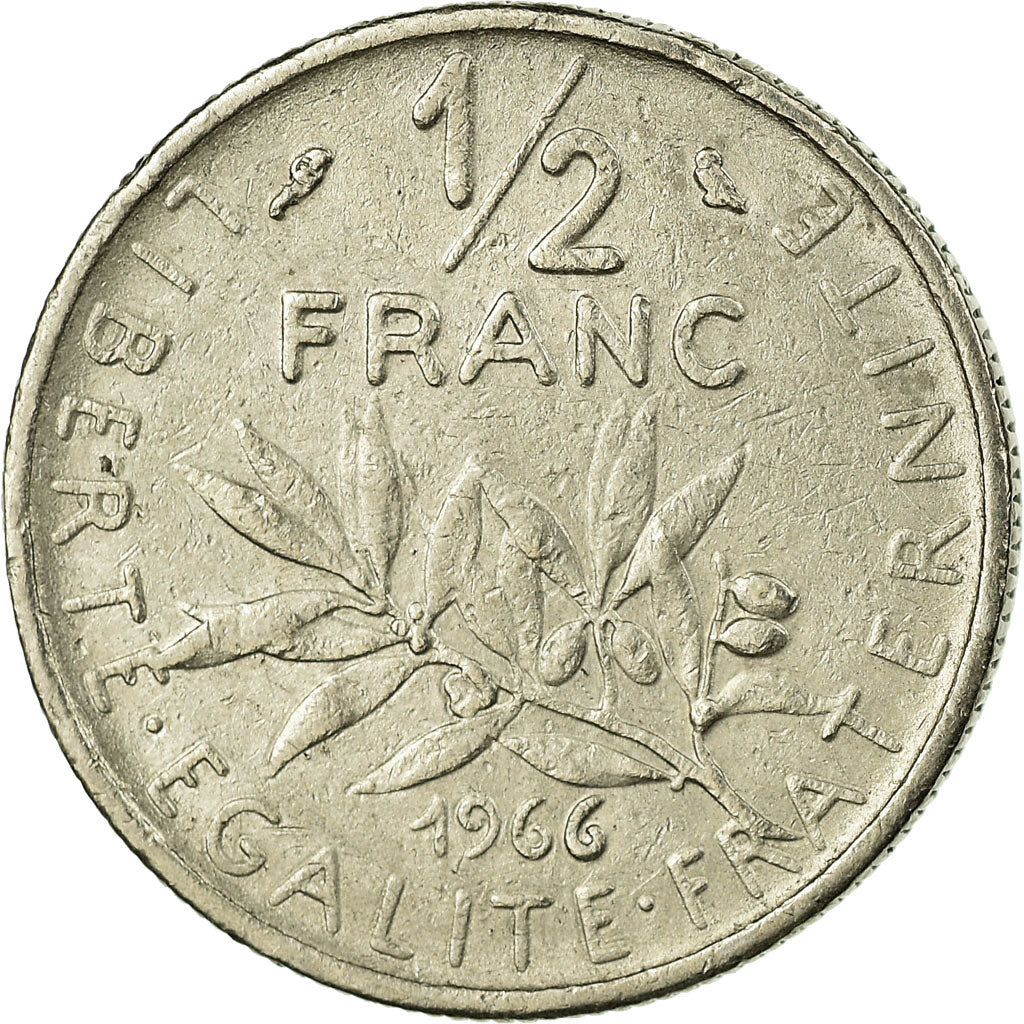 Moneta, Francja, Semeuse, 1/2 Franc, 1966, Paris, EF(40-45), Nikiel, KM:931.1