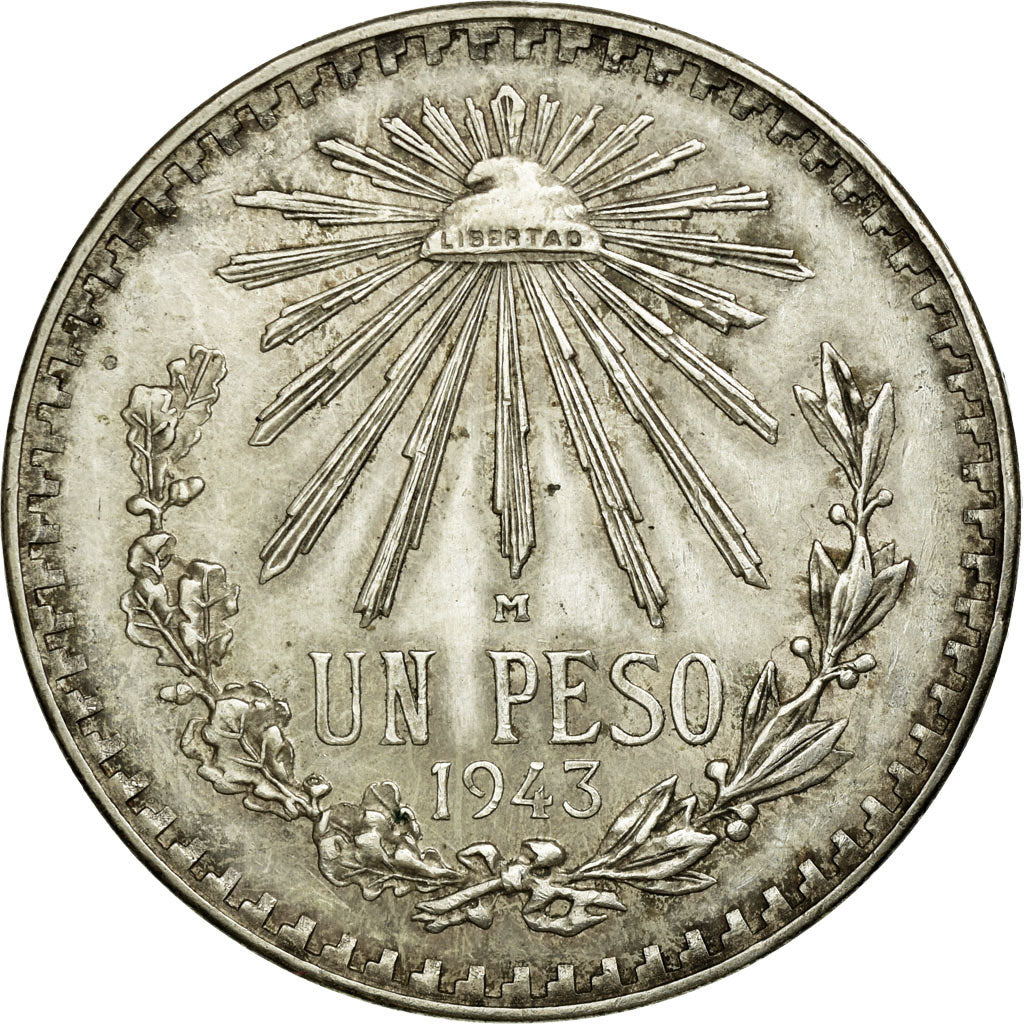 Coin, Mexico, Peso, 1943, AU(55-58), Silver, KM:455
