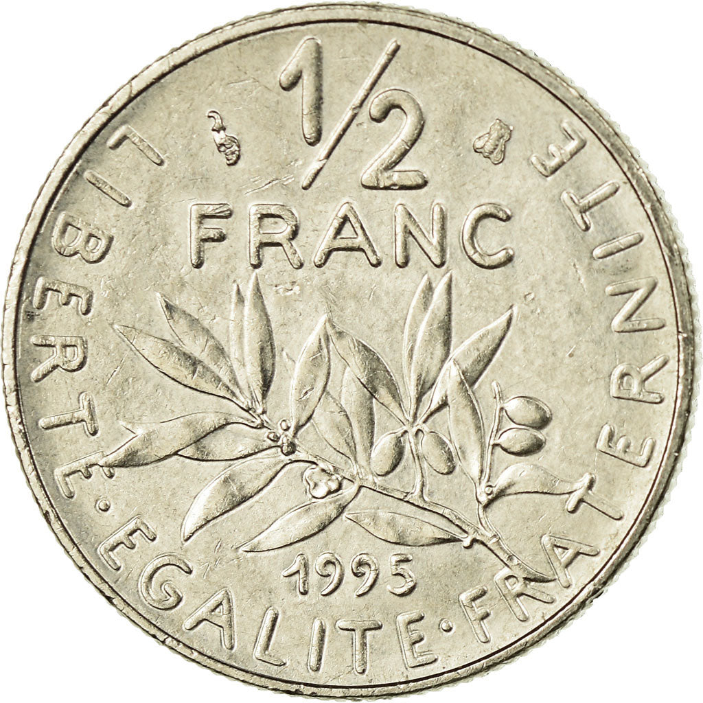 Moneta, Francja, Semeuse, 1/2 Franc, 1995, EF(40-45), Nikiel, KM:931.2