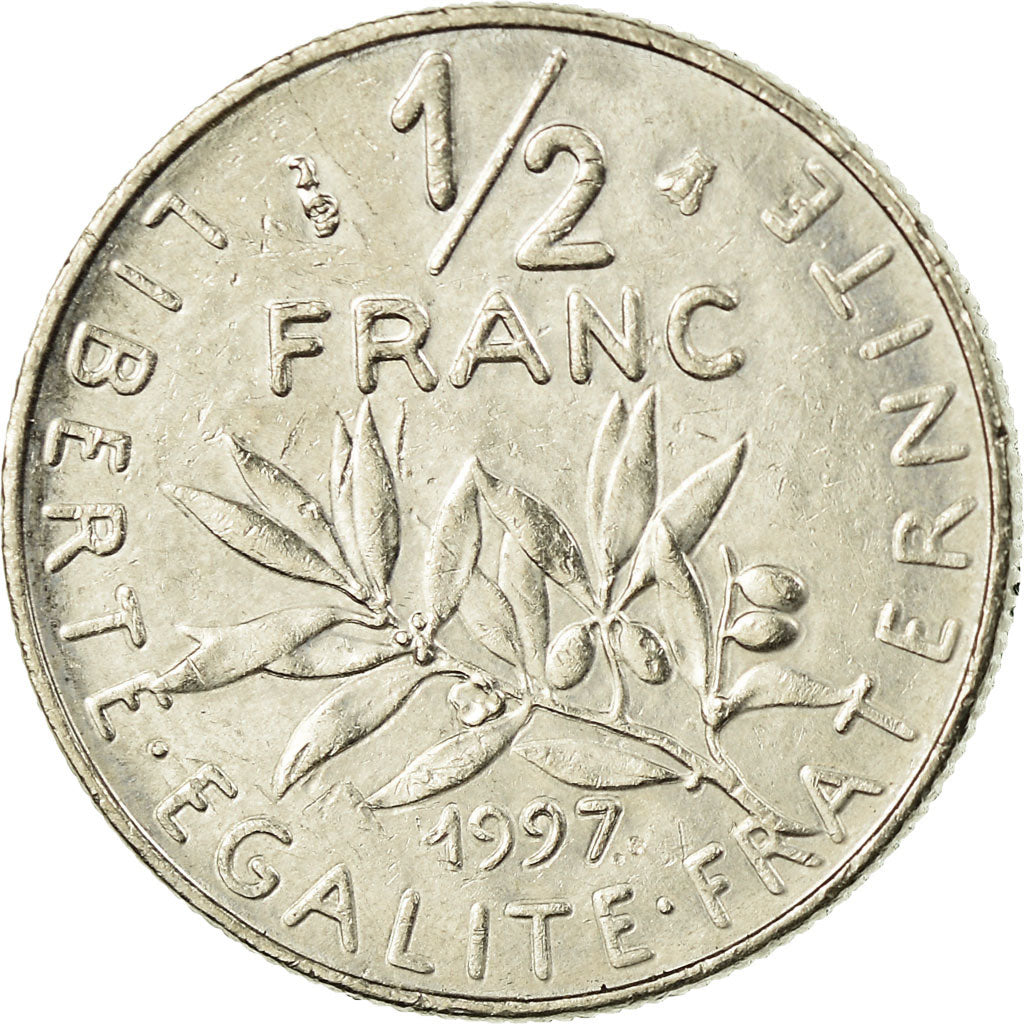 Moneta, Francja, Semeuse, 1/2 Franc, 1997, EF(40-45), Nikiel, KM:931.2