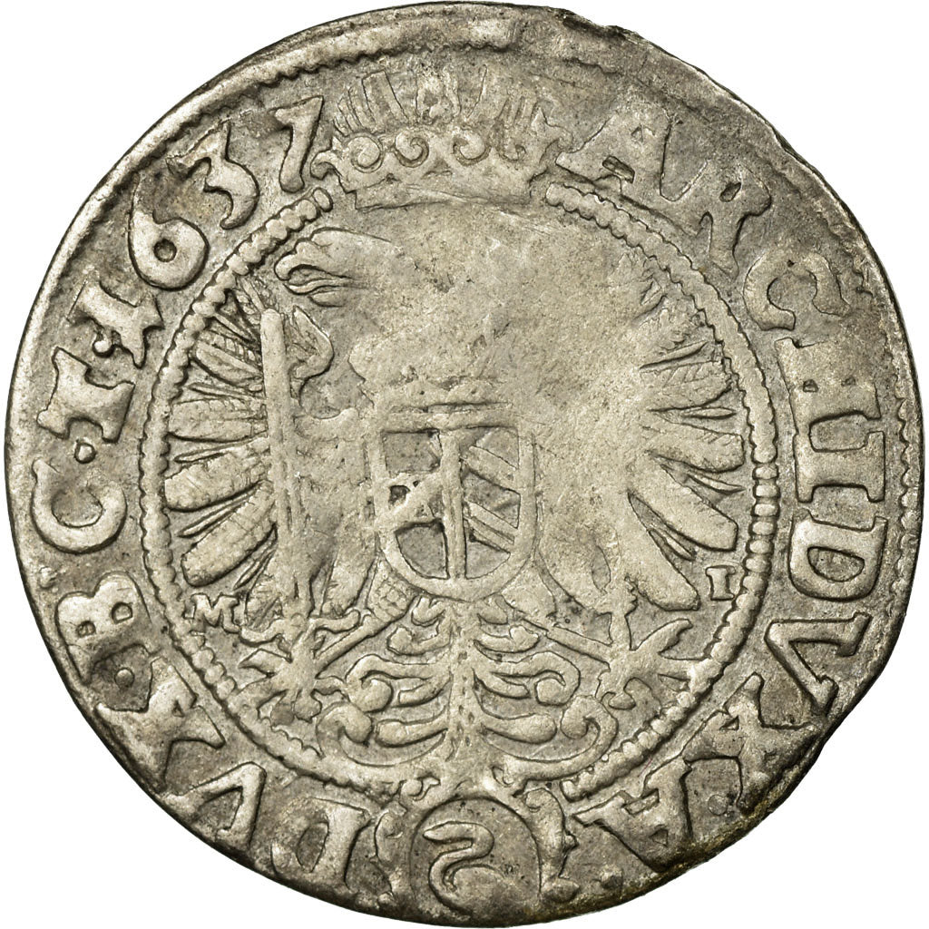 Coin, Austria, Ferdinand III, 3 Kreuzer, 1637, Vienna, VF(20-25), Silver, KM:837