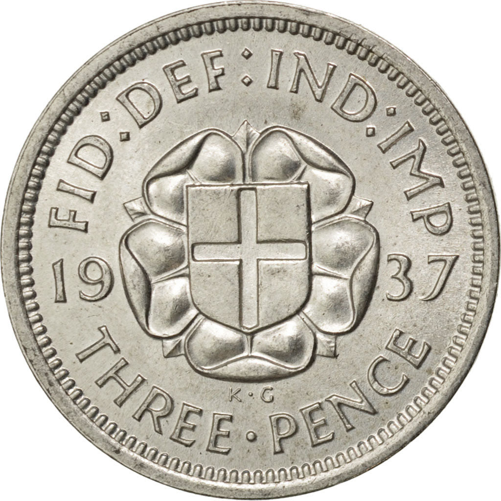 GREAT BRITAIN, 3 Pence, 1937, KM #848, MS(60-62), Silver, 16, 1.42