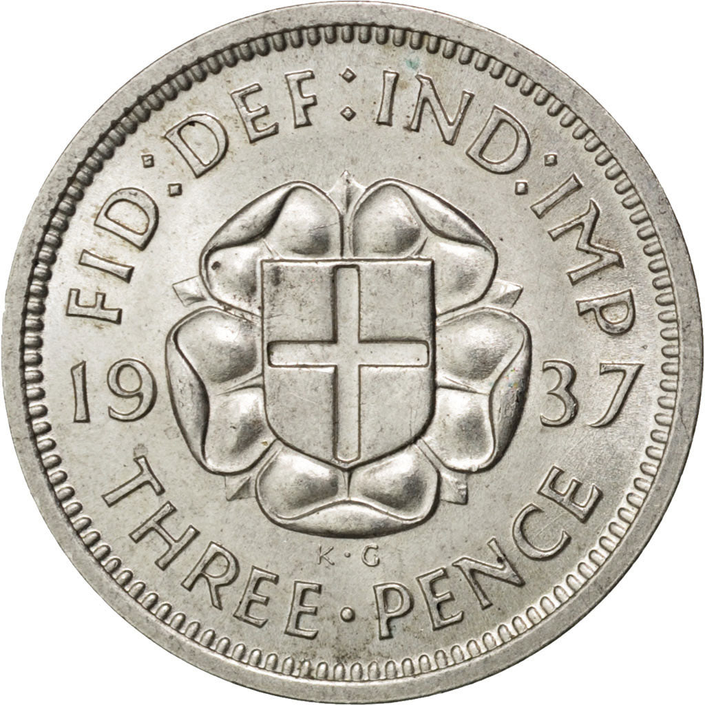 GREAT BRITAIN, 3 Pence, 1937, KM #848, MS(60-62), Silver, 16, 1.41
