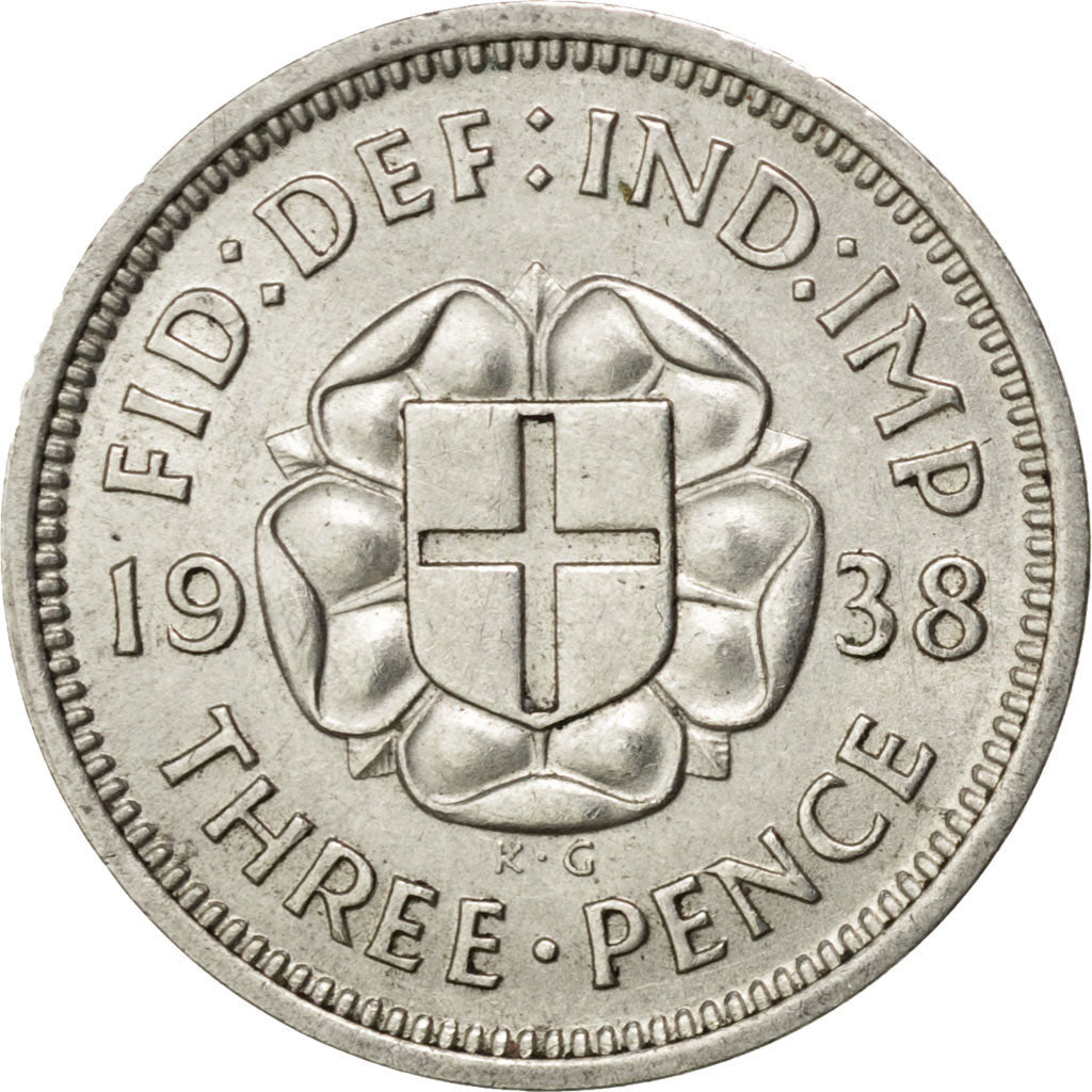 GREAT BRITAIN, 3 Pence, 1938, KM #848, MS(60-62), Silver, 16, 1.40