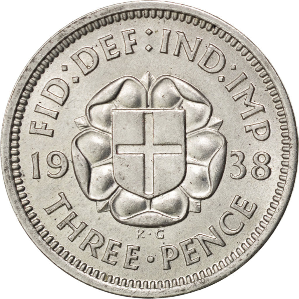 GREAT BRITAIN, 3 Pence, 1938, KM #848, MS(60-62), Silver, 16, 1.41