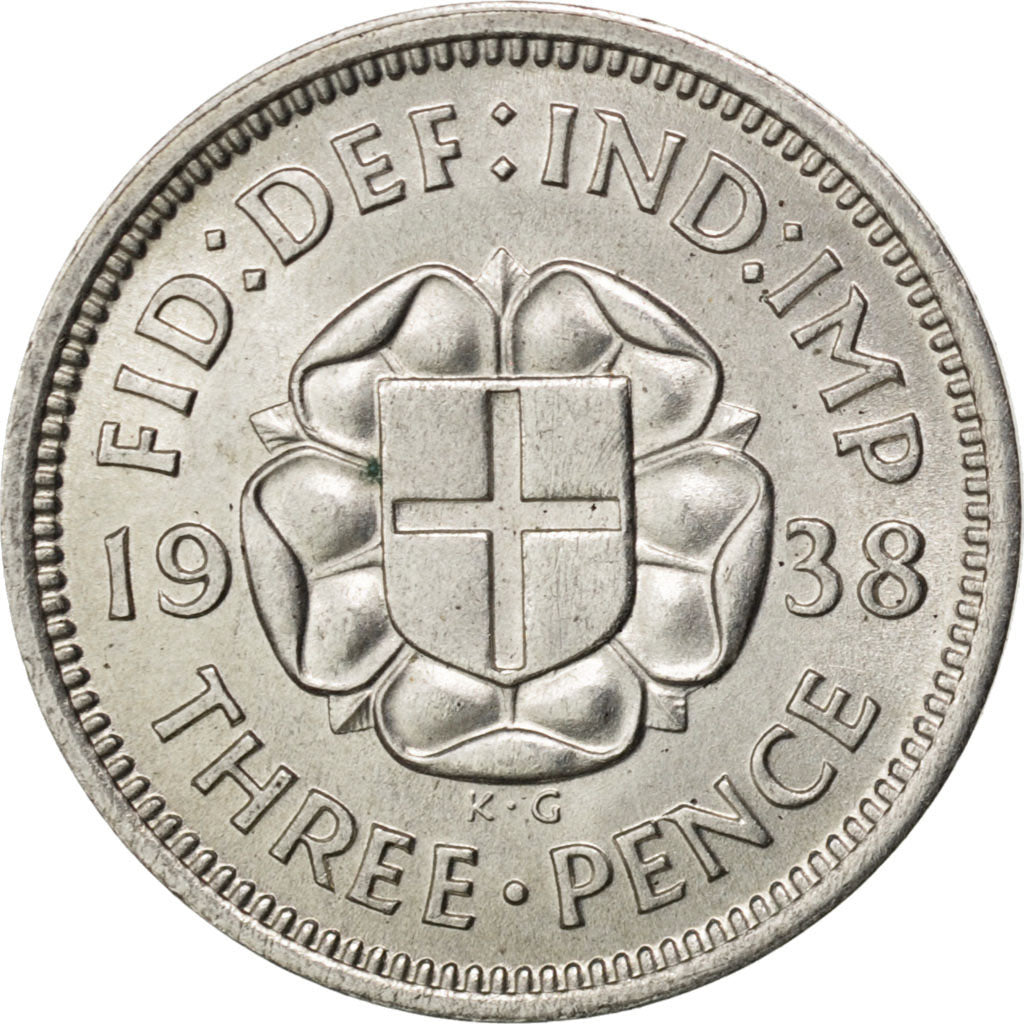 GREAT BRITAIN, 3 Pence, 1938, KM #848, MS(60-62), Silver, 16, 1.41