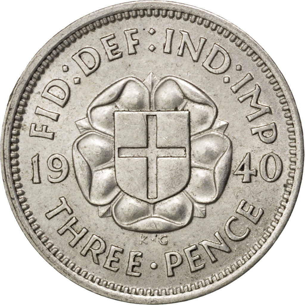 GREAT BRITAIN, 3 Pence, 1940, KM #848, MS(60-62), Silver, 16, 1.40