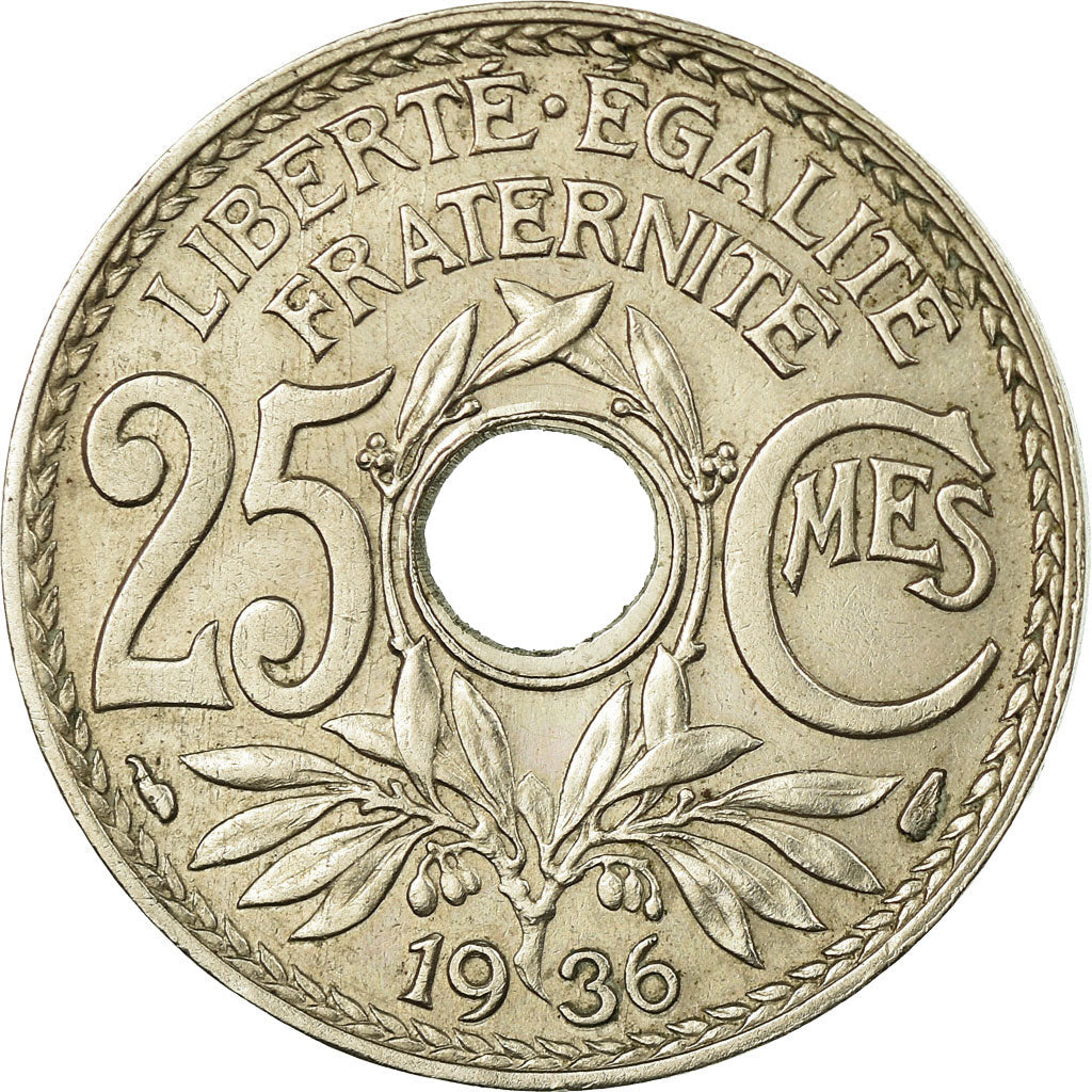 Monnaie, France, Lindauer, 25 Centimes, 1936, TTB, Copper-nickel, Gadoury:380