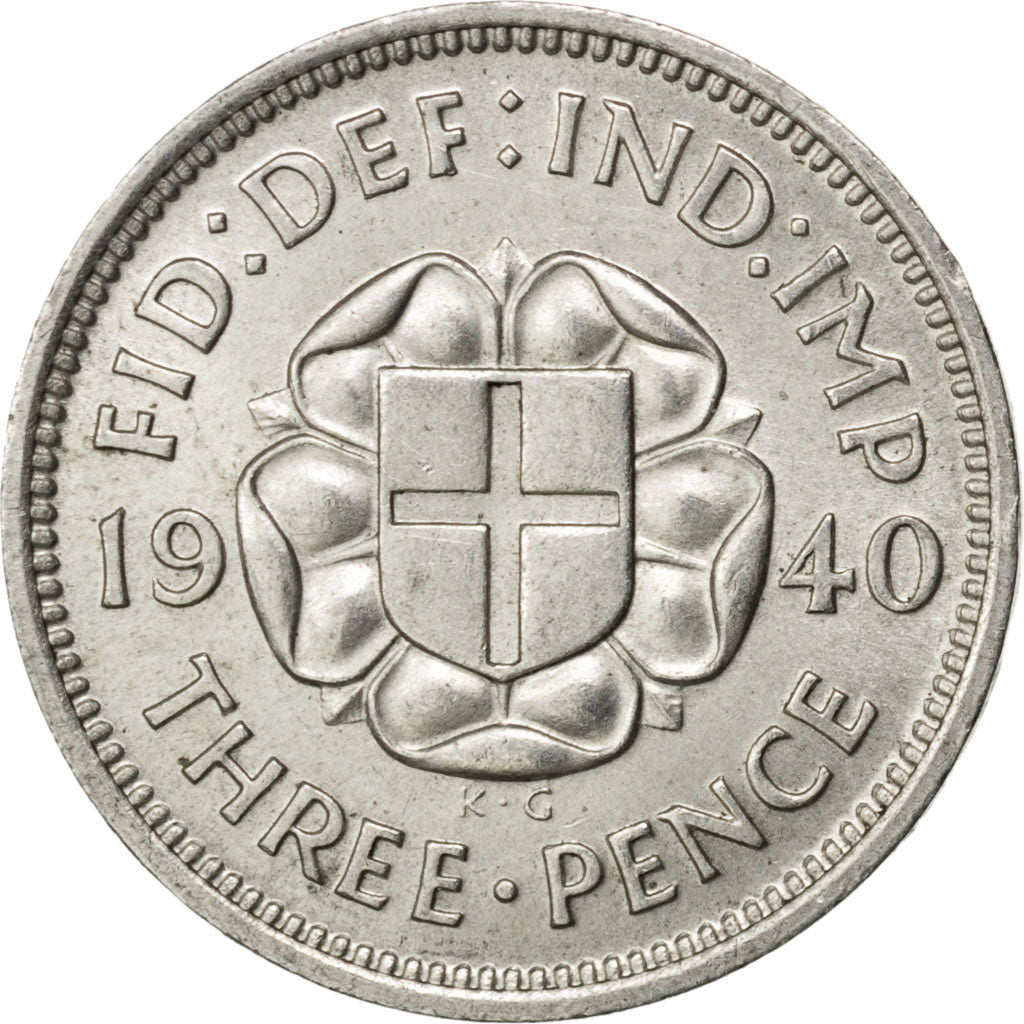 GREAT BRITAIN, 3 Pence, 1940, KM #848, MS(60-62), Silver, 16, 1.41