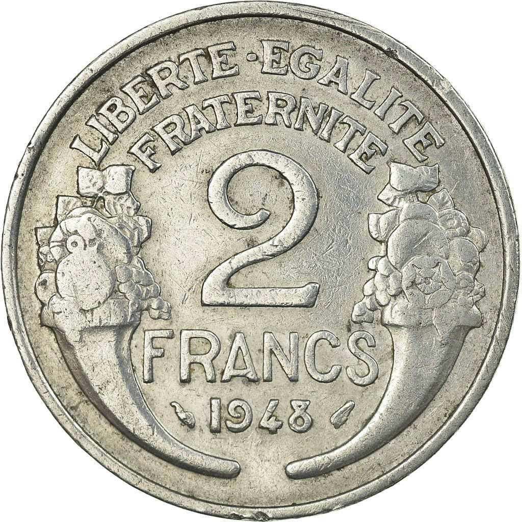 Munten, Frankrijk, Morlon, 2 Francs, 1948, FR+, Aluminium, KM:886a.1