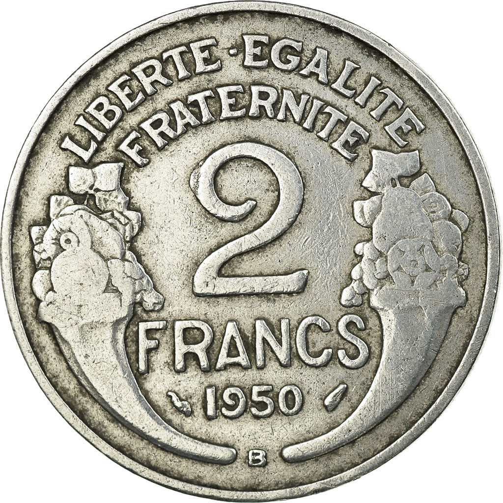 Moneta, Francia, Morlon, 2 Francs, 1950, Beaumont - Le Roger, MB, Alluminio