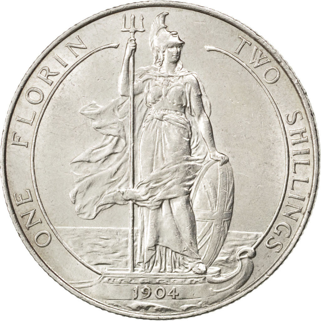 GREAT BRITAIN, Florin, Two Shillings, 1904, KM #801, MS(60-62), Silver, 28.3,...