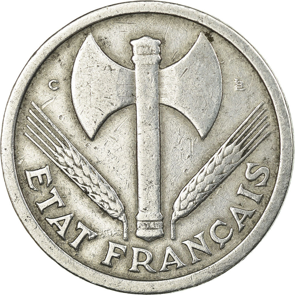 Coin, France, Bazor, 2 Francs, 1944, Castelsarrasin, VF(30-35), Aluminum